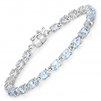 Armband 925-Sterling Silber rhodiniert Blautopas oval