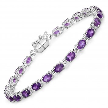 Armband 925-Sterling Silber rhodiniert Amethyst oval