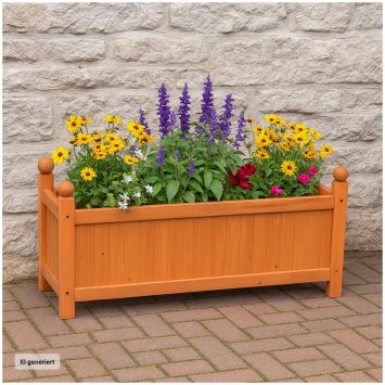 Holz-Pflanzkasten in Braun Blumenkübel für Garten, Terrasse und Balkon