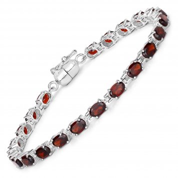 Armband 925-Sterling Silber rhodiniert Granat oval