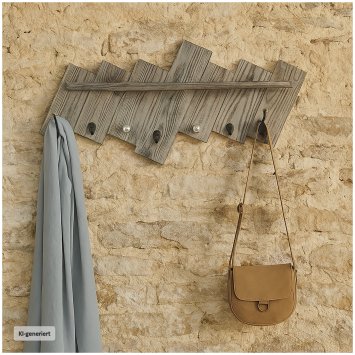 Rustikale Wandgarderobe aus Holz im Vintage-Design