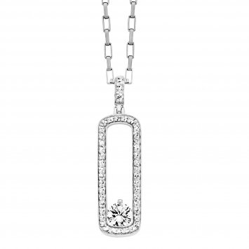 Anhänger mit Kette 925 Silber rhodiniert Zirkonia weiß