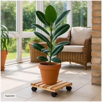 Praktischer Pflanzenroller aus Holz mit Rollen 2er Set stabil und flexibel