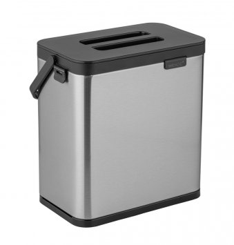 Abfallsammler Mod. Colin 3L, silber matt/schwarz, Edelstahl/Kunststoff, mit Anti-Fingerprint-Finish