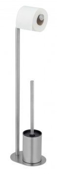 Stand WC-Garnitur Mod. Levante, satiniert, edelstahl, 23x63x17 cm, rostfrei, mit Toilettenpapierhalter