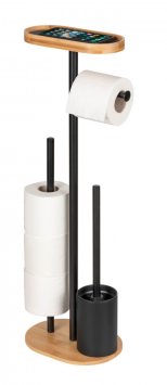 Stand WC-Garnitur Mod. Pomarolo, bambus, stahl, natur/schwarz, 25x70,5x17 cm, mit großer Ablagefläche