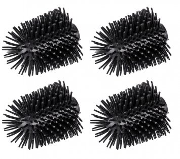 Ersatzbürste WC-Garnitur 4er, schwarz, Silikon, Ø7,5x9,3 cm, anti-haft wirkung für leichtes reinigen