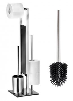 Stand WC-Garnitur Mod. Rivalta ES mit Ersatzbürste, Edelstahl, Silikonbürstenkopf