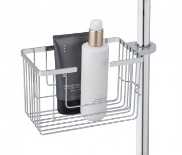 Duschstangencaddy Mod. Valognes, chrom, Edelstahl, 20x12x13 cm, rostfrei, einfache Montage ohne Bohren