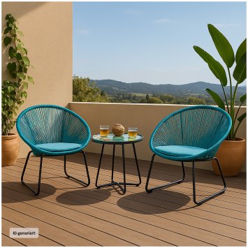 Modernes Terrassenmöbel Set mit 2 Sesseln und Tisch