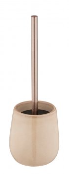 WC-Garnitur Mod. Sirmione, beige, keramik, edelstahl, 40x10.5 cm, mit schwarzem Bürstenkopf