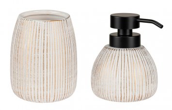 Bad-Accessoire Set Mod. Pascoli, gold/schwarz, Keramik, Ø 11,5 x 13 cm, strukturierte Oberfläche aus Keramik