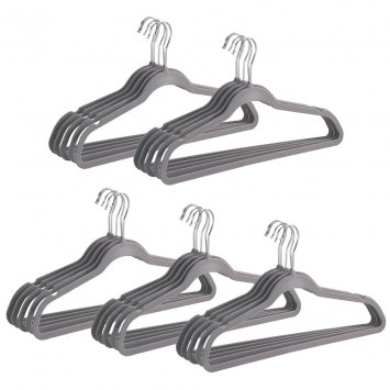 Kleiderbügel beflockt Grau 25er Set, extra dünn, platzsparend