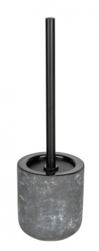 WC-Garnitur Mod. Sacile, grau/schwarz, Keramik, Edelstahl, Ø11.5x38 cm, Betonoptik, freistehend, edelstahlgriff