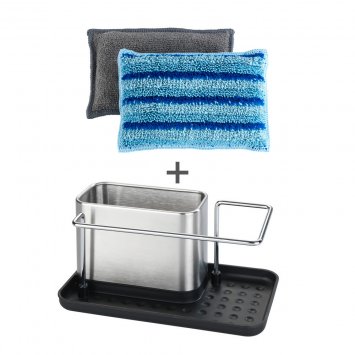 Spülorganizer Mod. Orio und 2 Mikrofaser-Spülschwämme Mod. Miko, Spülorganizer Orio und 2 Spülschwämme Miko