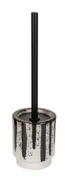 WC-Garnitur Mod. Subiza, weiß/schwarz, Keramik/Metall, Ø11x39 cm, handbemalt, edelstahlgriff