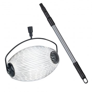 Rollsammler mit Teleskopstiel, schwarz/silber, Edelstahl, 34x83-148x18.5 cm, flexible Edelstahl-Speichen für Obst