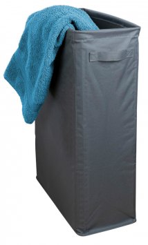 Wäschesammler Mod. Slim, anthrazit, Polyester, 46L, 20x60x40 cm, platzsparendes Design mit Griffen