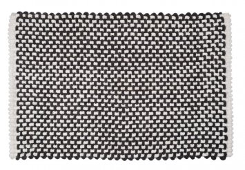 Badteppich Mod. Covelo, weiß-anthrazit, Polyester/Baumwolle, 50x80 cm, rutschhemmend beschichtet, schnelltrocknend