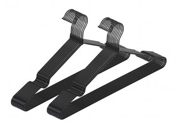 Kleiderbügel Mod. Sascha Schwarz, 20er Set, rutschfeste Beschichtung