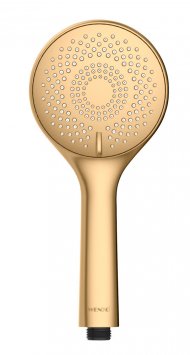 Duschkopf Watersaving Gold matt, Universal-Handbrause, Ø 11 cm, 3 Strahlarten
