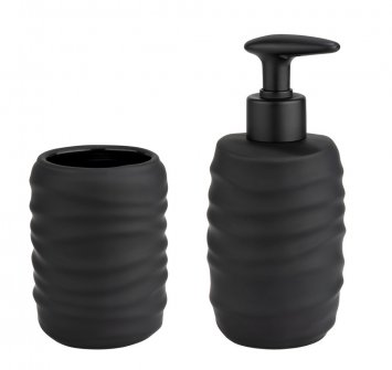 Bad-Accessoire Set Mod. Illana, schwarz, Keramik, Ø 8,5 x 17 cm, soft-touch beschichtung, freistehend