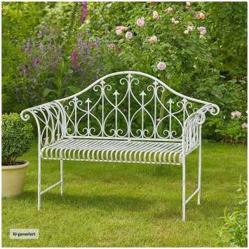 Metall Gartenbank Weiß romantisch nostalgisch