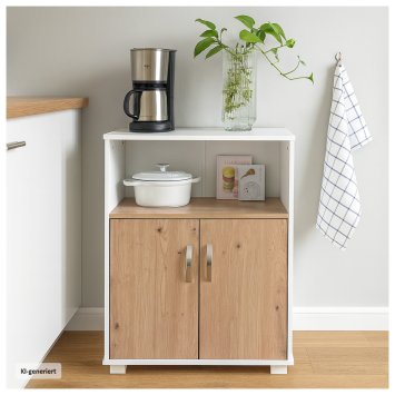 Küchenschrank Blanca Weiß mit Türen in Artisaneiche