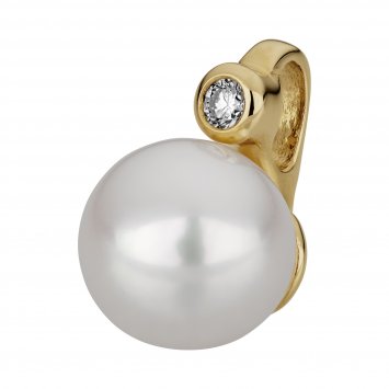 Anhänger 585 Gold mit Brillant 0,03ct. + Perle 7-7,5mm