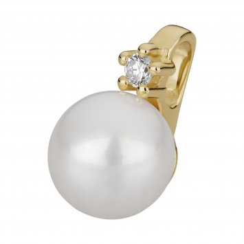 Anhänger 585 Gold mit Brillant 0,03ct. + Perle 6,5-7mm