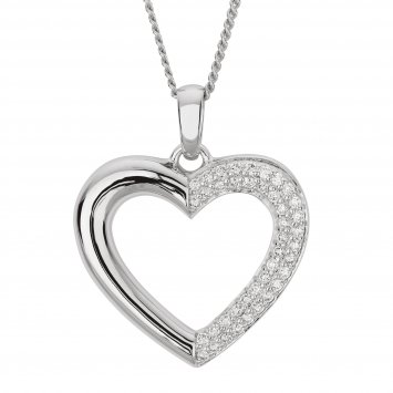 Halskette Gold 585 Herz-Anhänger 42/45cm lang mit 41 Brillanten zus. 0,33ct.