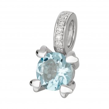 Anhänger Gold 585 mit Blautopas (beh.) und 7 Brillanten zus. 0,07ct.