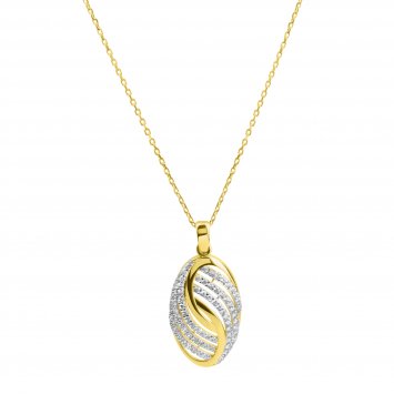 Anhänger mit Kette 585/- Gelbgold bicolor Zirkonia