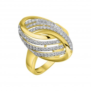 Ring 585/- Gelbgold bicolor Zirkonia