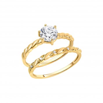 Ring Silber 925 vergoldet mit Zirkonia weiß