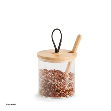 Vorratsglas rund 320 ml Holzdeckel mit Schlaufe