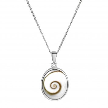 Halskette Silber 925 rhodiniert mit weißer Muschel 45cm lang