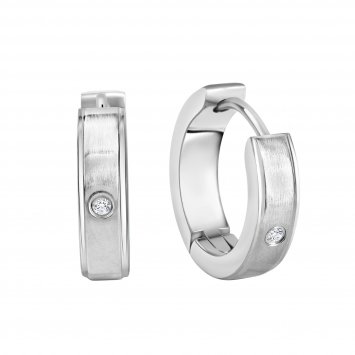 Ohrringe Edelstahl glanz/matt mit weißem Zirkonia