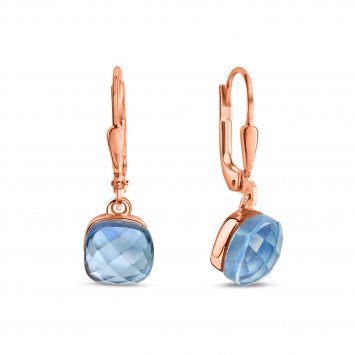 Ohrringe Silber 925 rosé-vergoldet mit hellblauem Quarz (beh.)