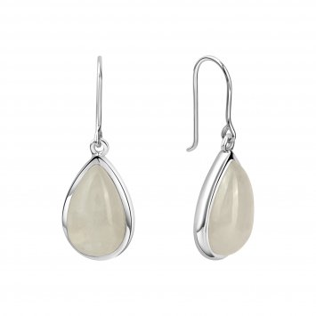 Ohrringe Silber 925 rhodiniert 33mm lang mit echten Rainbow Mondsteinen