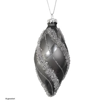 Christbaumschmuck Zapfen Silber mit Glitzersteinen