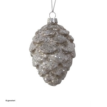 Christbaumschmuck in Zapfenform Weiß Glitzer