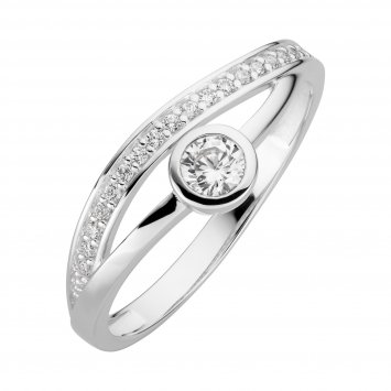 Ring 333/- Weißgold glanz  synth. Zirkonia