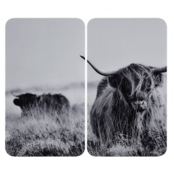 Herdabdeckplatte Universal Mod. Highland Cattle, 2er Set, für alle Herdarten geeignet