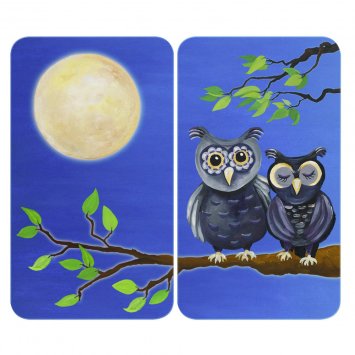 Herdabdeckplatte Universal Mod. Eule, 2er Set, für alle Herdarten geeignet