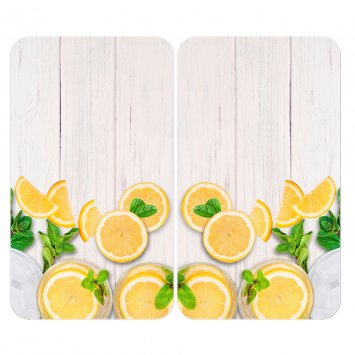 Herdabdeckplatte Universal Mod. Zitronen, 2er Set, für alle Herdarten geeignet
