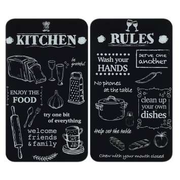 Herdabdeckplatte Universal Mod. Kitchen Rules, 2er Set, für alle Herdarten geeignet