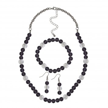 Set Collier Armband Ohrhaken Metall 56am Amethyst lila