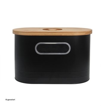 Brotkasten Schwarz mit Holzdeckel