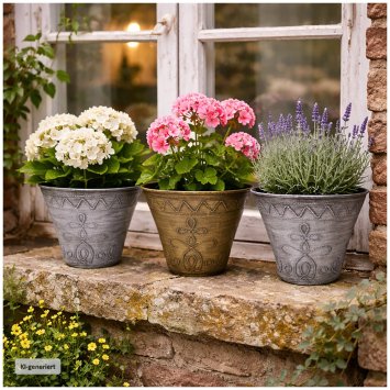 Blumentopf Nessa Ornamente Gold Silber 3er-Set